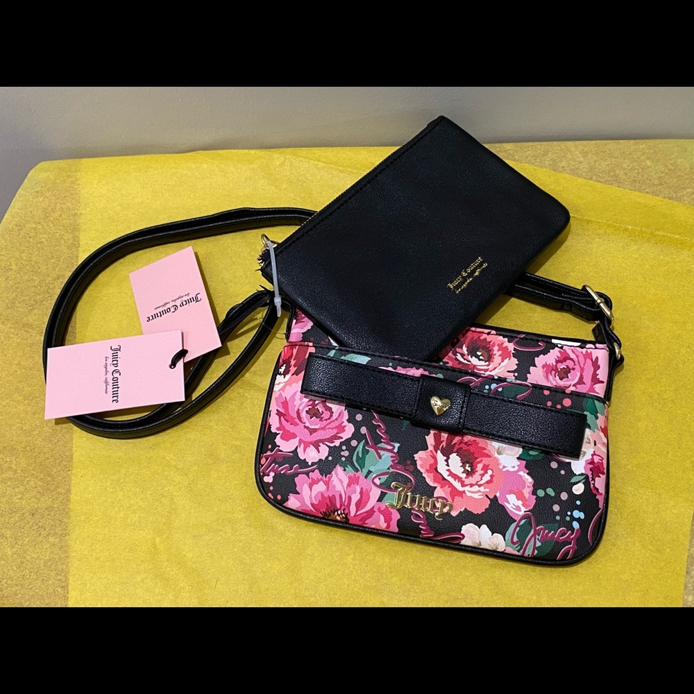 New-Juicy couture Crossbodybag. Black With Floral Print